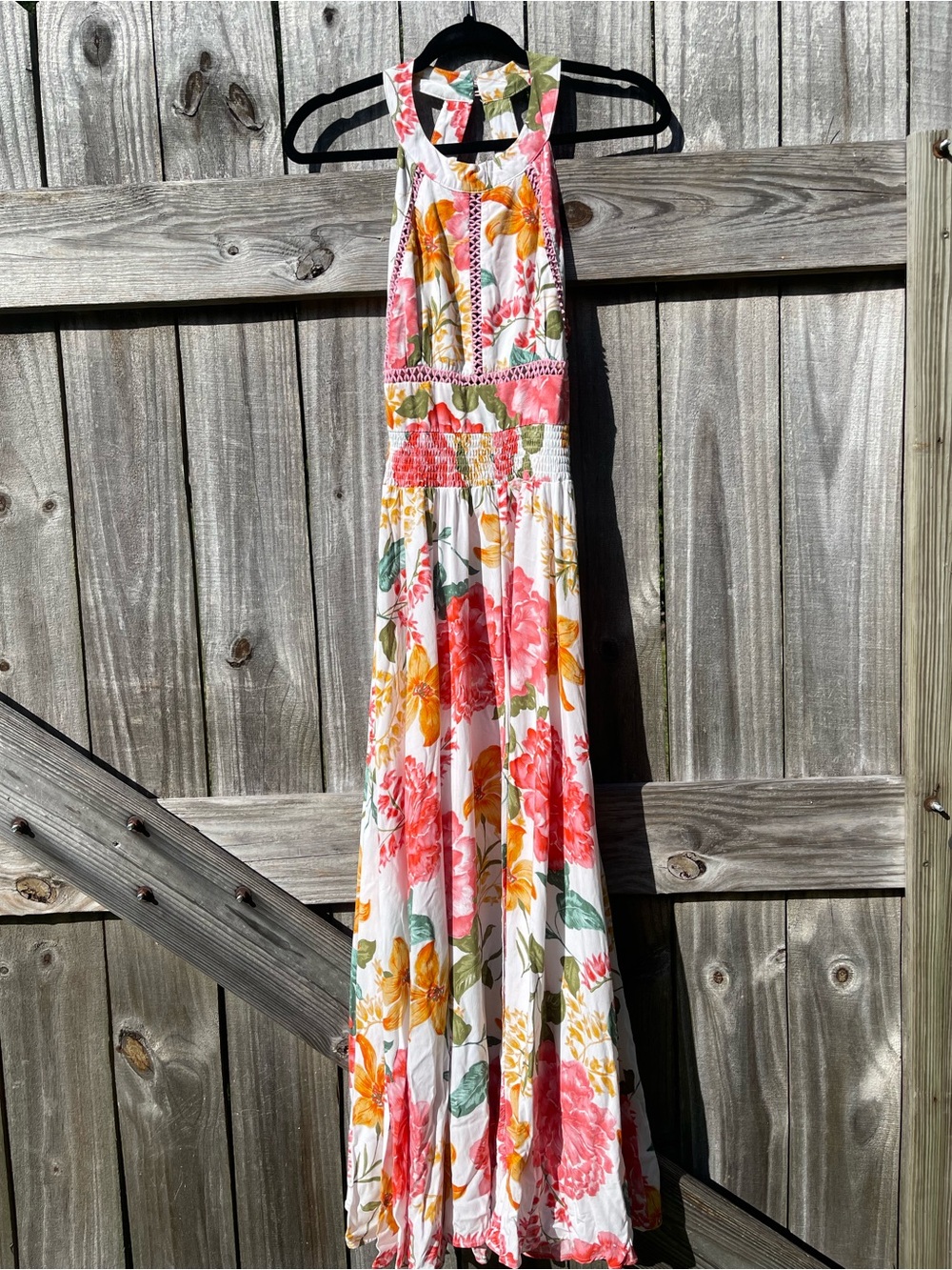 Sleeveless Floral Maxi Dress in Pink & Yellow